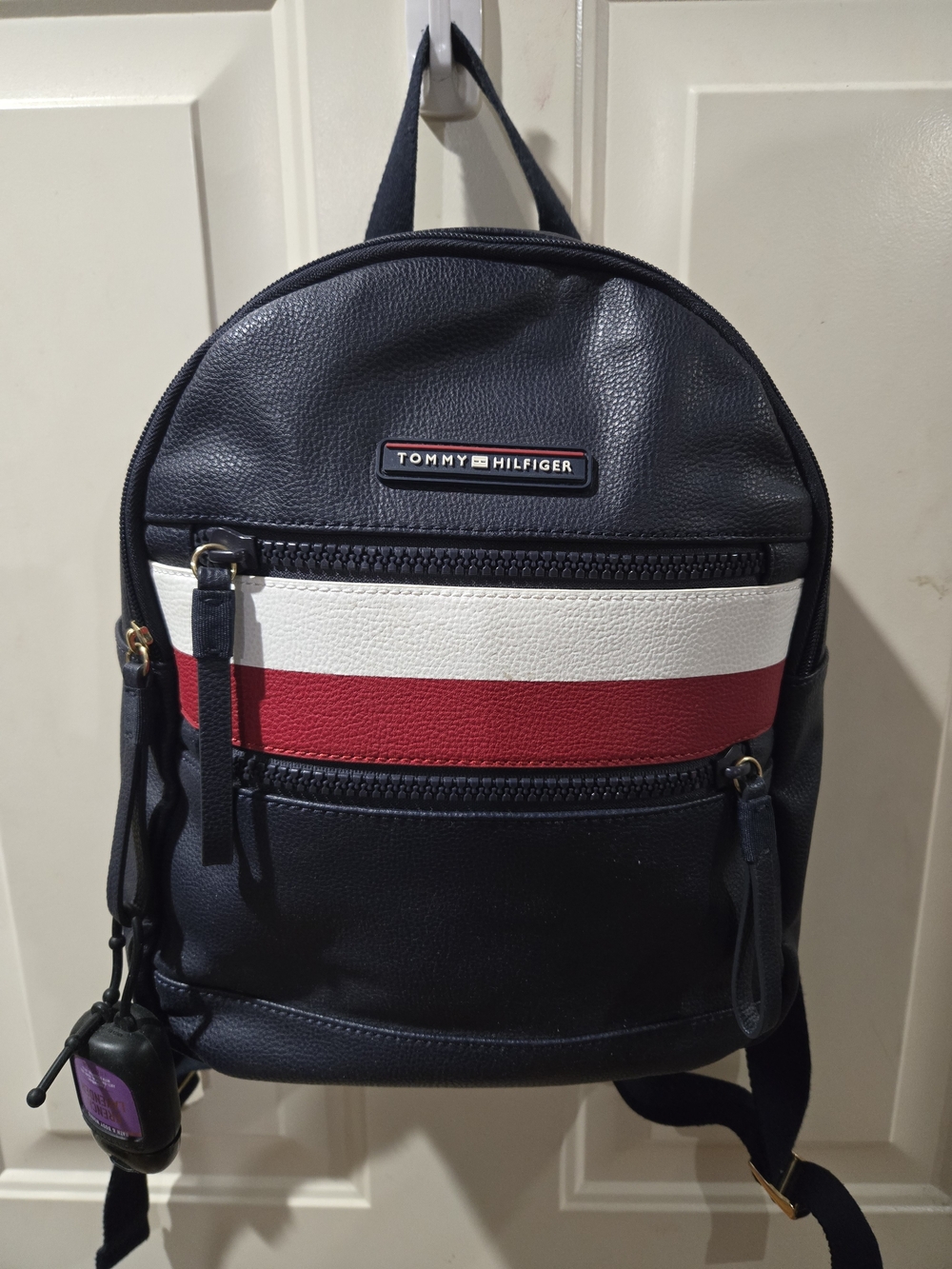 Tommy Hilfiger Navy, White & Red Pebbled Mini Backpack